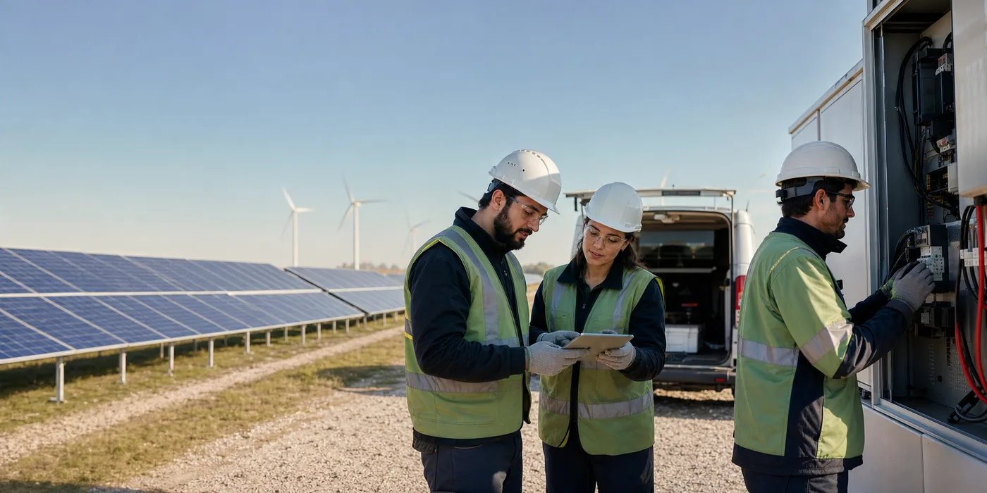 Tecnici Industrial Service & Facility al lavoro su un impianto fotovoltaico